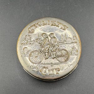 Antique Cyclist’s Collapsible Metal Cup Victorian Embossed Couple on Bicycle Built for Two 1897 Great Gift for Bike Lovers Athletes