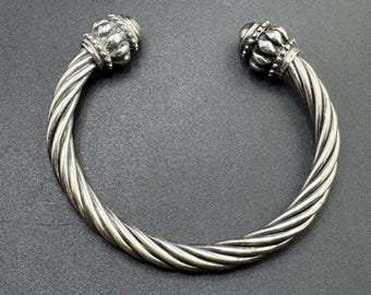 Classic Sterling Silver Twisted Rope Cable Cuff Bracelet Stacking Bangle 30.4 grams Medium Unisex Style