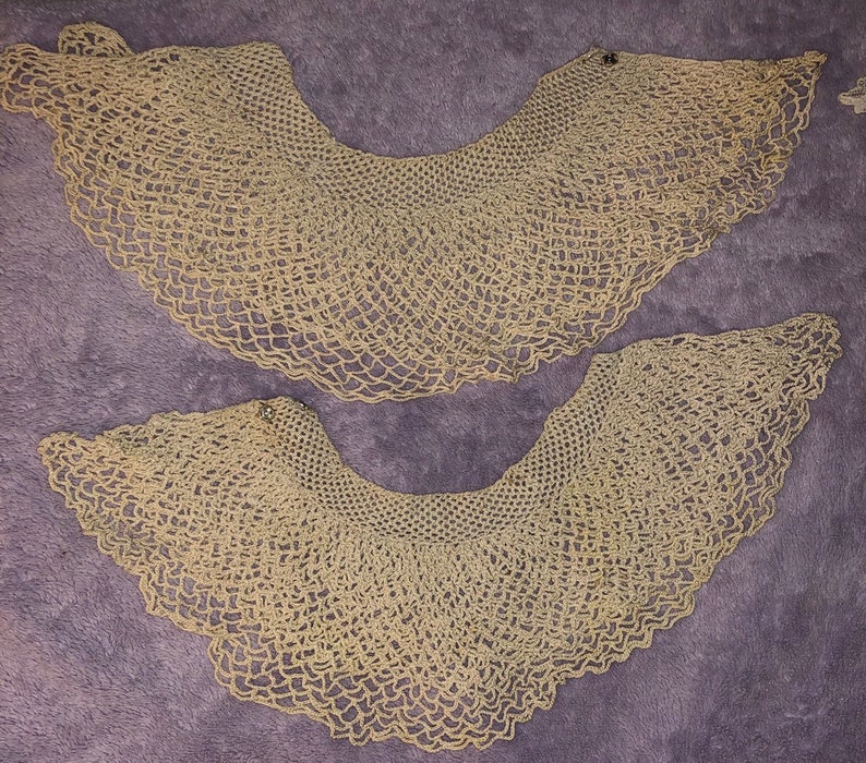 RARE Antique Lace & Silk Collar Collection Victorian Edwardian Lace Collar Crocheted Lace Theater Costume Props SALE Fabric Destash image 2