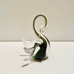 Gorgeous Sommerso Art Glass Swan Sculpture Murano Style Nautical Decor