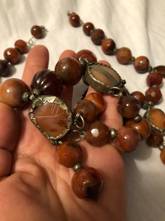 Massive Antique Tribal Bead Necklace Carnelian Be… - image 7
