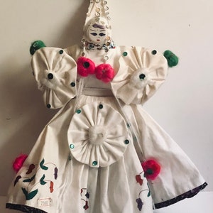 Vintage Turkish Folk Doll Turkish Rag Doll w Stick Legs Turkish Folk Art Doll as is