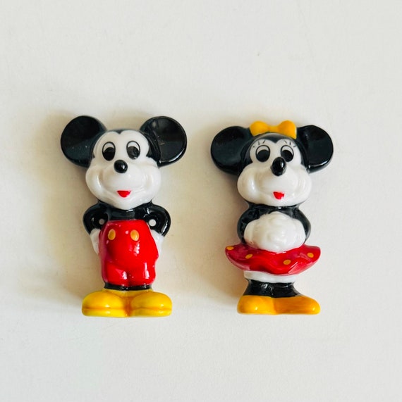 ▽Fb右1095 サンキョー 未使用 デッドストック ミッキー ミニー 2体 Adorable Vintage 1993 Disney Miniature Mickey Mouse and Minnie