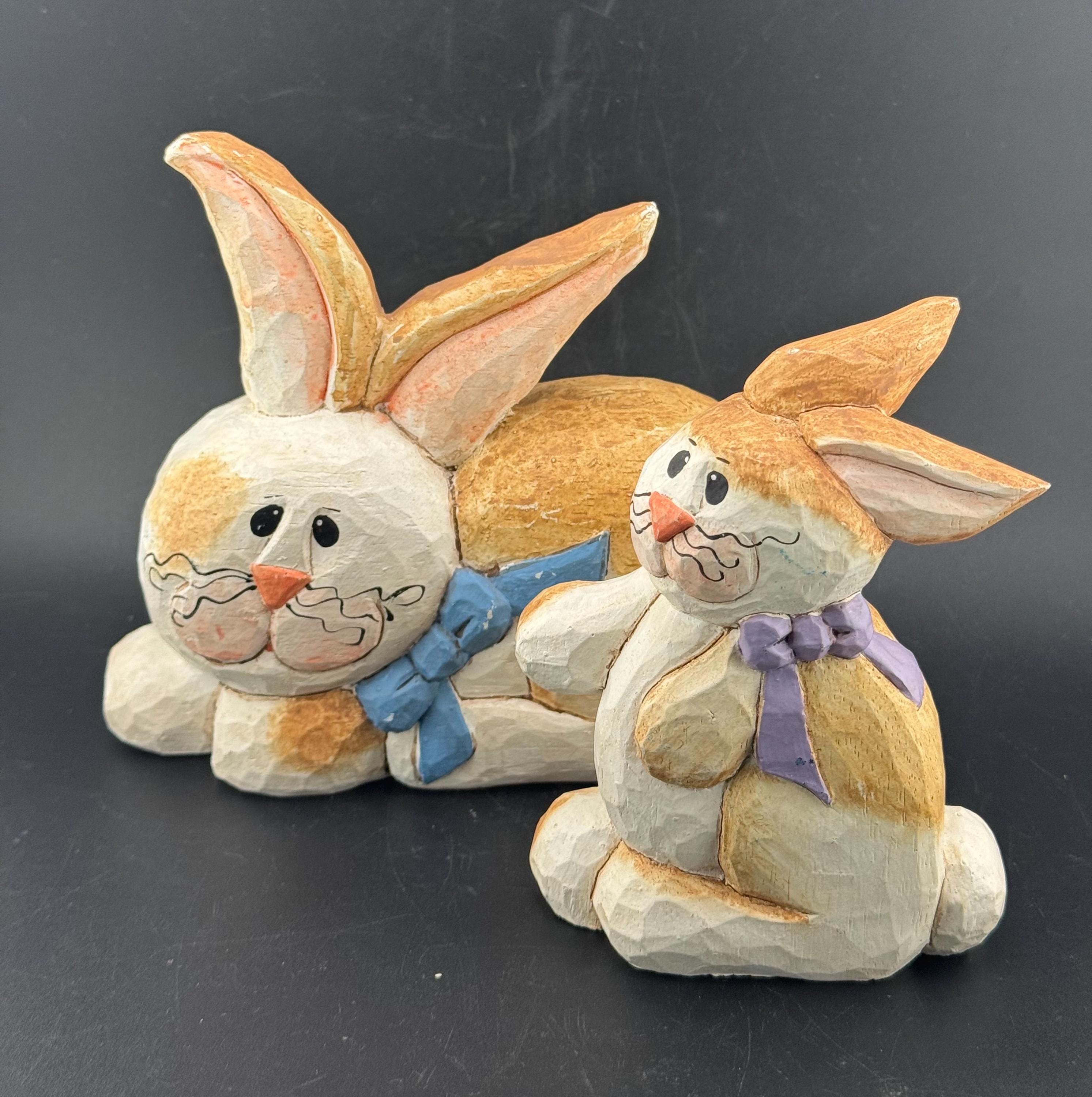 2 Vintage Eddie Walker Easter Bunny Rabbit Figurines Midwest of