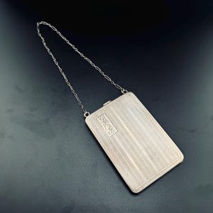Monedero antiguo de plata esterlina estilo eduardiano Elgin, monedero compacto estilo soberano Art Deco, neceser Chatelaine, soporte para anillo de dedo de 3 1/2 onzas.
