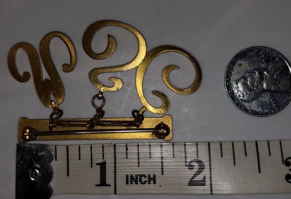 Vintage Monocraft Dangling Initials Monogram Broo… - image 10