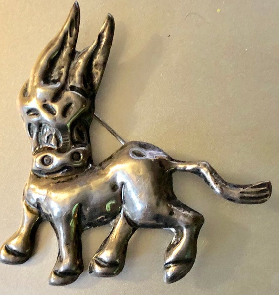 Vintage Mexican Silver Donkey Brooch Large Adorab… - image 4