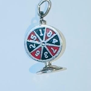 Vintage Beau Sterling Roulette Wheel Charm Moveable Charm Pendant Las Vegas Nevada Souvenir Poker Game Night Gambling 3D Spinning Charm