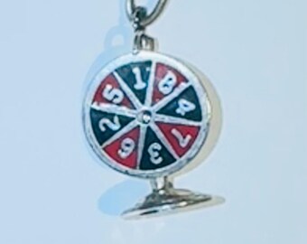 Vintage Beau Sterling Roulette Wheel Charm Moveable Charm Pendant Las Vegas Nevada Souvenir Poker Game Night Gambling 3D Spinning Charm