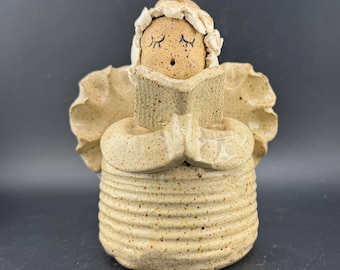 ヴィンテージ手作りシンギングエンジェルオイルランプ彫刻モールヒル陶器シグナルマウンテンテネシー実用的なフォークアート