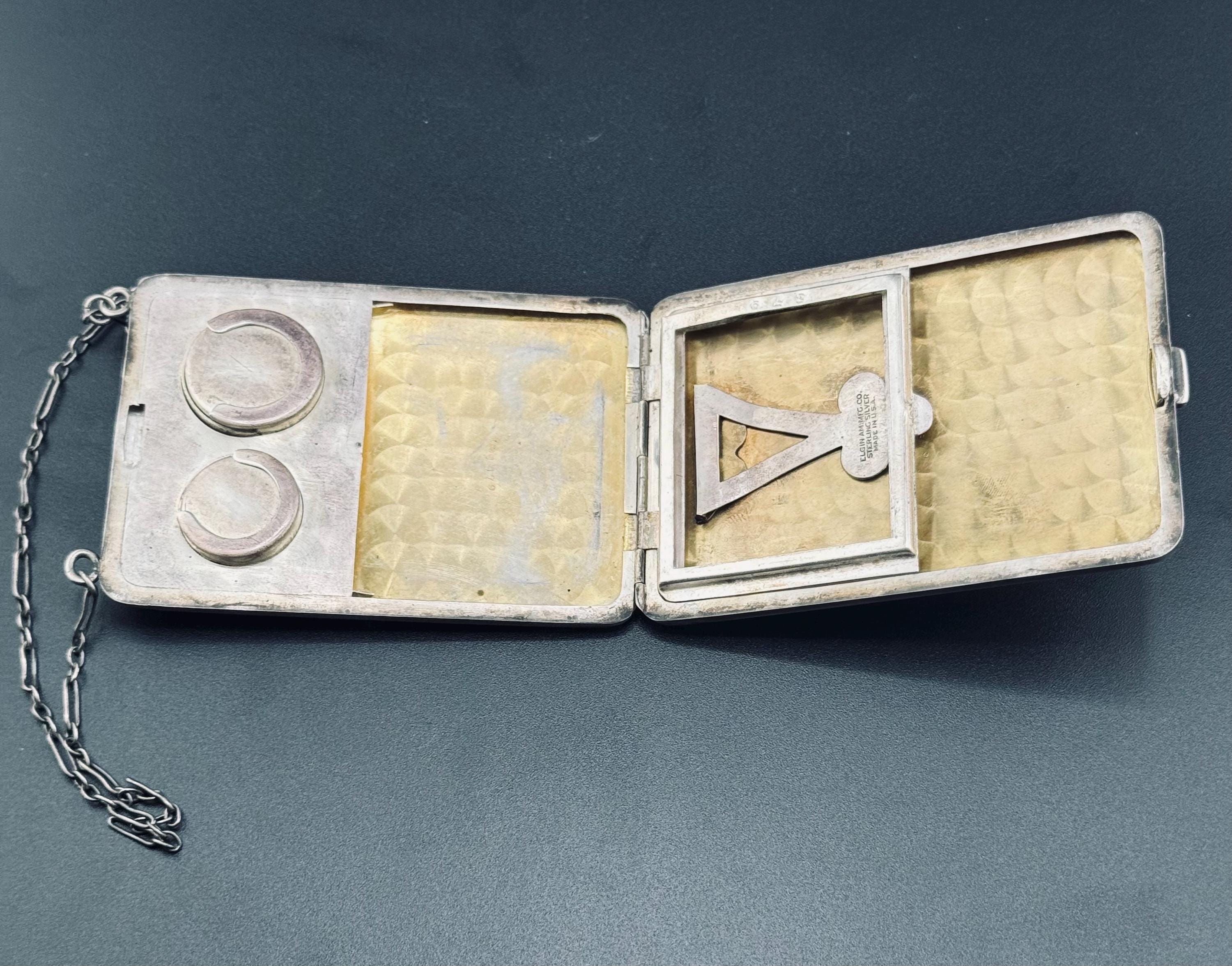 Antique Edwardian Sterling Silver Elgin Coin Purse Compact