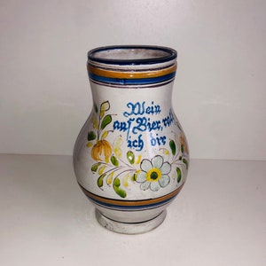 Super Old Ceramic German Beer Stein Motto Barware Wein Auf Bier Rath Ich Dir Beer Whimsical Mottoware Beer Lover Gift for Drinker As Is