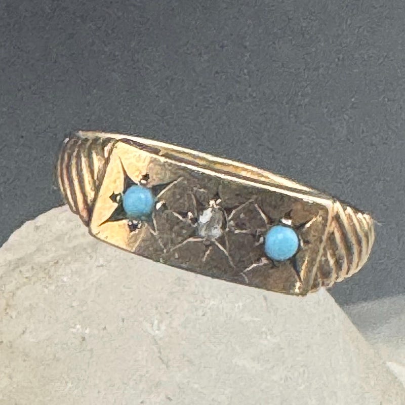 Turqoise Color Solid 10k Gold Turquoise Jewelry - Etsy Canada