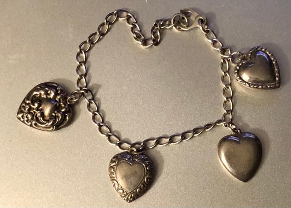 Victorian Heart Charm Bracelet Puffy Heart Collec… - image 4