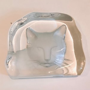 French Crystal Cat Paperweight Cristal d’Arques Lead Crystal France Cat Lady Gift Vintage Kitty Decor Crystal Cat Figurine