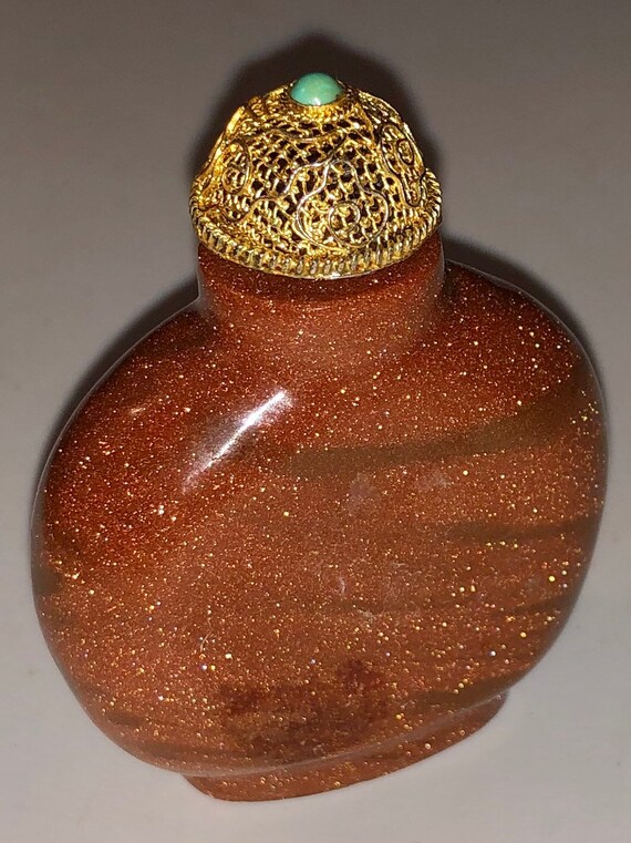 Antique Goldstone Snuff Bottle Antique Chinese Sn… - image 3