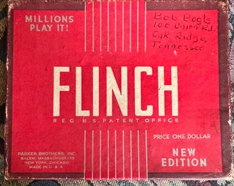 1930s-40s Parker Brothers Flinch Card Game New Edition Complete 150 Card Set & Extras by AJ Patterson 2-8 Players Red Set AS FOUND