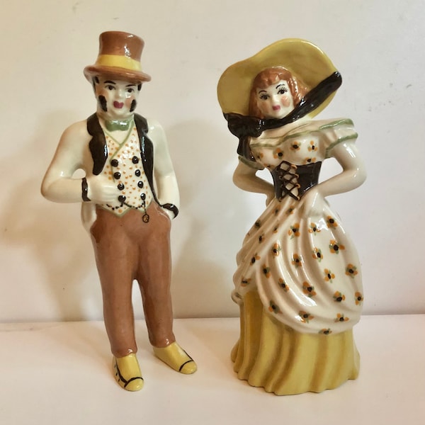 Vintage 1949 Colonel Jackson & Miss Lucindy Southern Belle and Her Beau Ceramic Arts Studio Figurines Betty Harrington Antebellum Couple