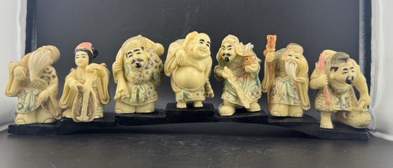 Vintage Seven Gods of Good Fortune Shichifukujin Highly Detailed