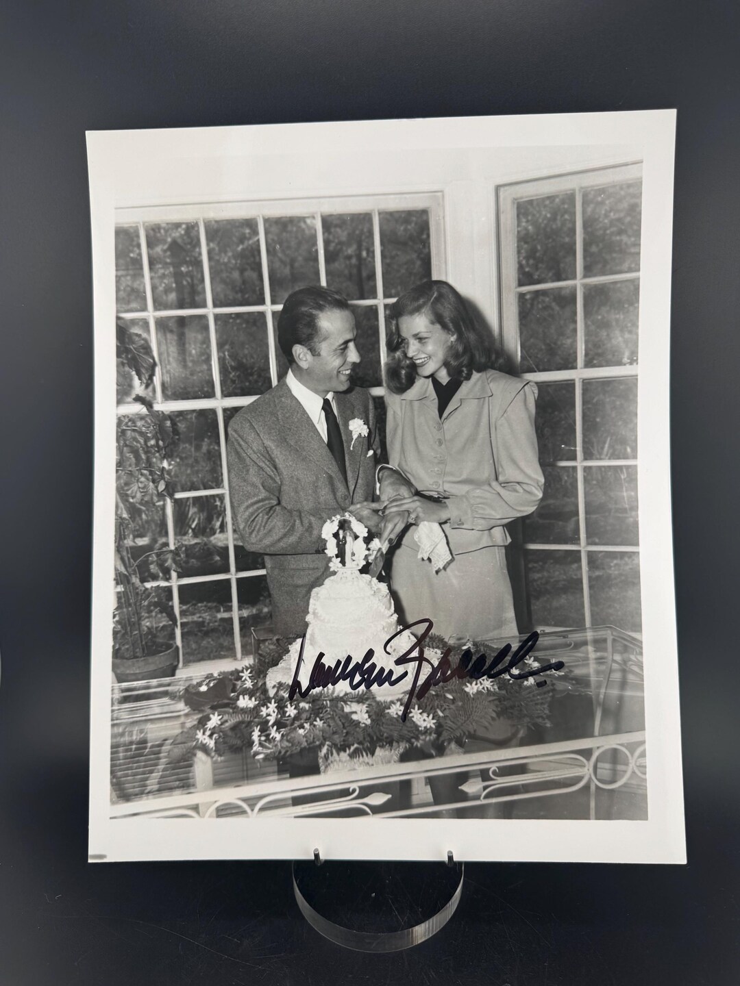 Lauren Bacall Hand Signed Autograph of Wedding Photograph W Humphrey ...
