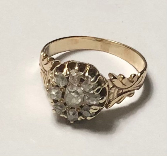Victorian Mine Cut Diamond Cluster Ring Over Half a Carat Size - Etsy