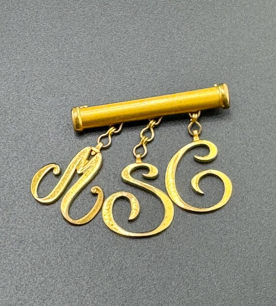 Vintage Monocraft Dangling Initials Monogram Broo… - image 2
