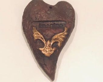 Vintage Small Heart Shaped Wall Hanging Inspirational Wall Art Winged Heart Wall Plaque IMAGINE Positive Thinking BFF Lovers Gift