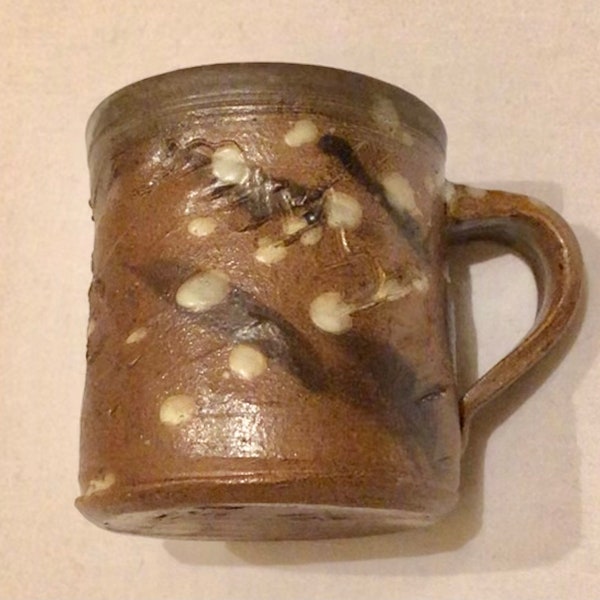 Vintage EarthTone Brown Natural Glaze Artist Signed Ceramic Mug Southern American Art Pottery Hippie Boho Mug Cottage Core Natural Decor