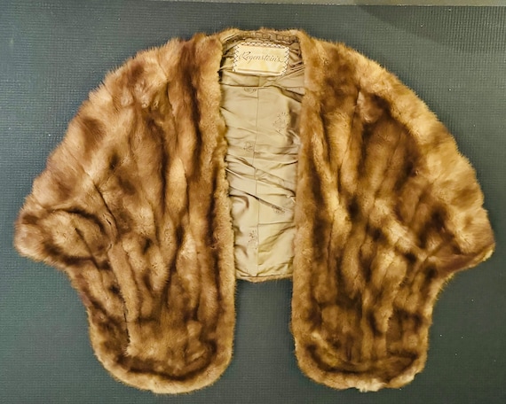 Vintage Atlanta Regenstein's Mink Fur Stole Cape Jacket by S. Baum