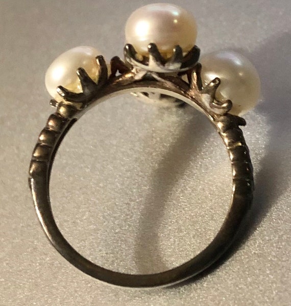 Art Deco Natural Pearl Ring Akoya Pearl Silver Ri… - image 6