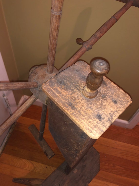 Antique Wool Skein Yarn Winder Weasel Clock Measure Reel Spinner Spinning  Wheel