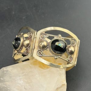Magnífica pulsera vintage de abulón de ónix mexicano, brazalete de ónix mexicano, hecho en México, 29,9 g imagen 5