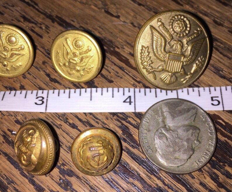 WW2 Military Buttons US Uniform Buttons Anchors Brass Eagle | Etsy