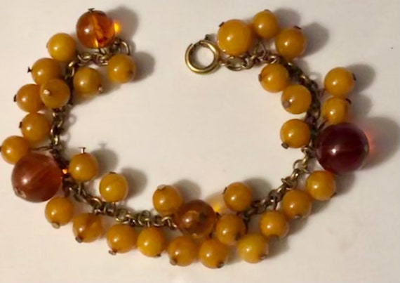 Bracelet Vintage En Bakélite Couleur Ambre/miel - Bijou Ancien Occasion