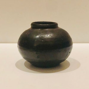 Vtg Bob Ridley Studio Pottery Brown Bud Vase Miniature Vase Primitive Art Pottery Rustic Squat Pot Mini Ball Vase Tennessee Folk Art