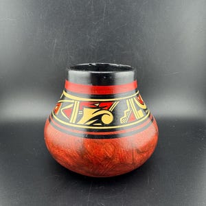Vintage Mexican Southwestern Ceramic Vase Weedpot Vessel Clay Pot Geometric Polychrome Design
