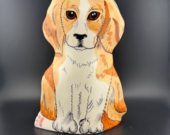 Vintage Dogs By Nina Beagle Puppy Figurine Flower Vase Planter Nina Lyman Ceramic Dog Vase Hound Dog Lovers