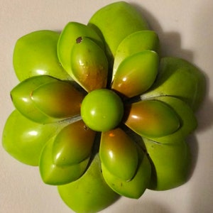 Enorme bloemenbroche uit de jaren 60 Vintage groene bloemspeld Retro Flower Power hippie-sieraden
