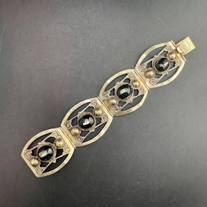Magnífica pulsera vintage de abulón de ónix mexicano, brazalete de ónix mexicano, hecho en México, 29,9 g imagen 1