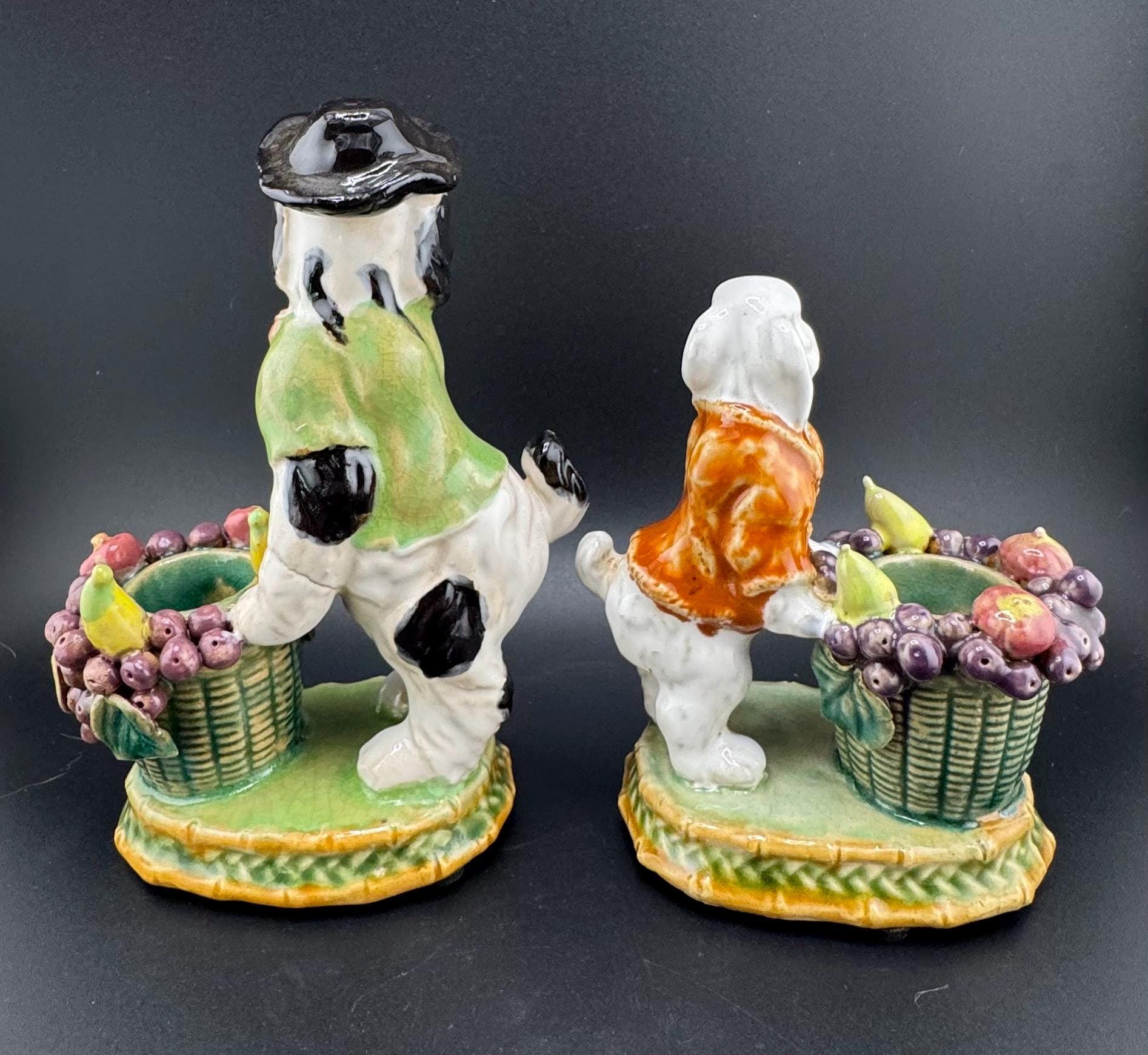 Vintage Maria H Rahmer Anthropomorphic Rabbit & Dog Candle Holder