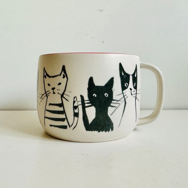 Retired Anthropologie Cat Person Coffee Mug Black and White Kitty Cats Crazy Cat Lady Mug Cat Man Cave Decor Cat Lover Present