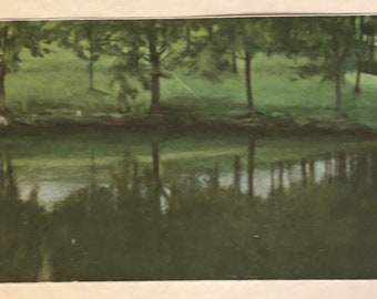 Fernand Khnopff's In Fosset. Still Waters or Quiet waters (orig: 1894) Vintage Print Ready to Frame Lake Reflection Scenic Print
