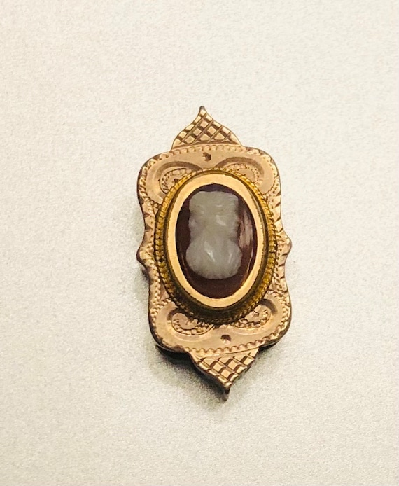 Antique Victorian Hardstone Cameo Slide Chain Pend