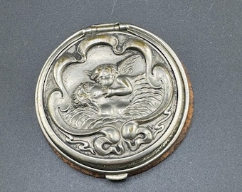 Antique Art Nouveau Cherub Change Purse Tam O Shanter Style Leather Pouch Prudential Insurance Advertisement 1909 Manayunk Pa Souvenir RARE