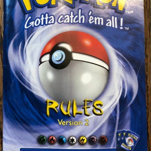 Folleto de reglas del juego de cartas coleccionables de Pokémon, versión 2. Propietario original Libro de reglas de Pokémon de Nintendo de los años 1990