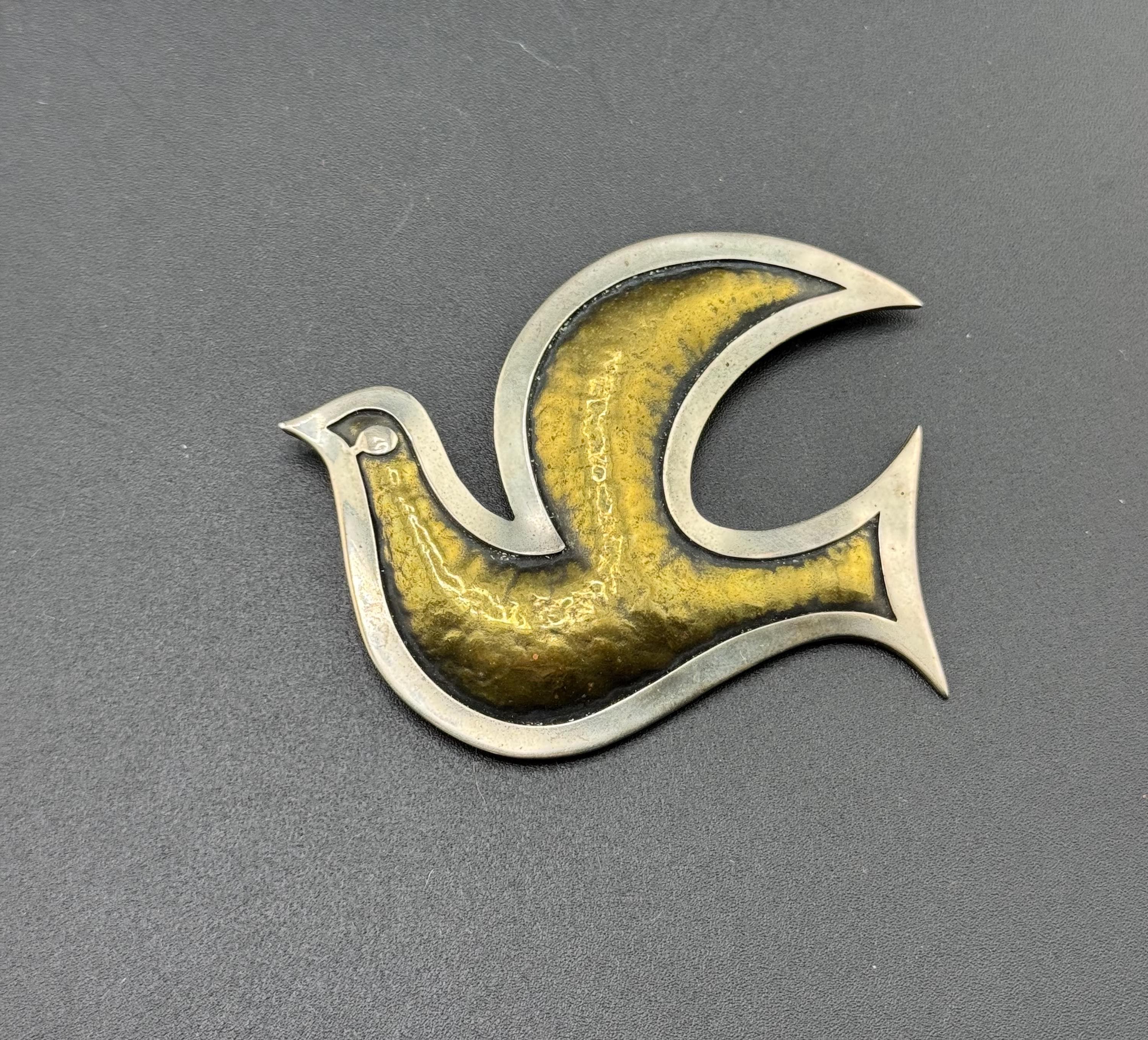 Rare Modernist James Avery Sterling Silver Hammered Brass Peace