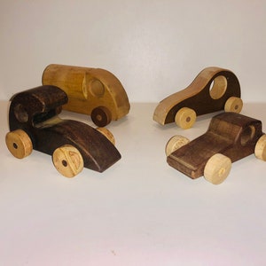 Handmade Folk Art Toy Car Truck Miniature Wooden Toys Signed Georgia artist T F Craft Moveable Wheels Primitive Sculptures Toddler Classics