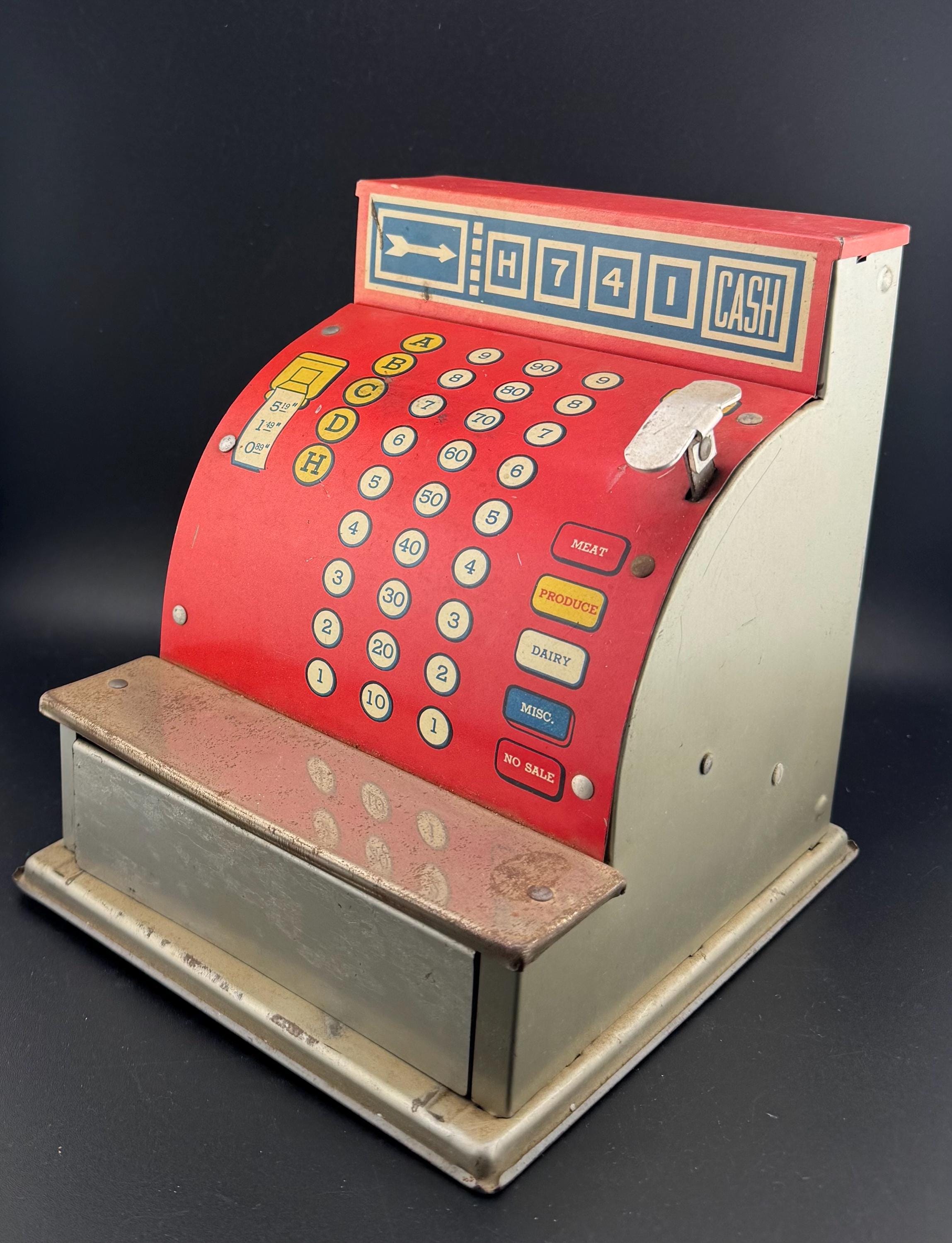 Vintage Red Toy Cash Register Tom Thumb Size Playhouse Grocery