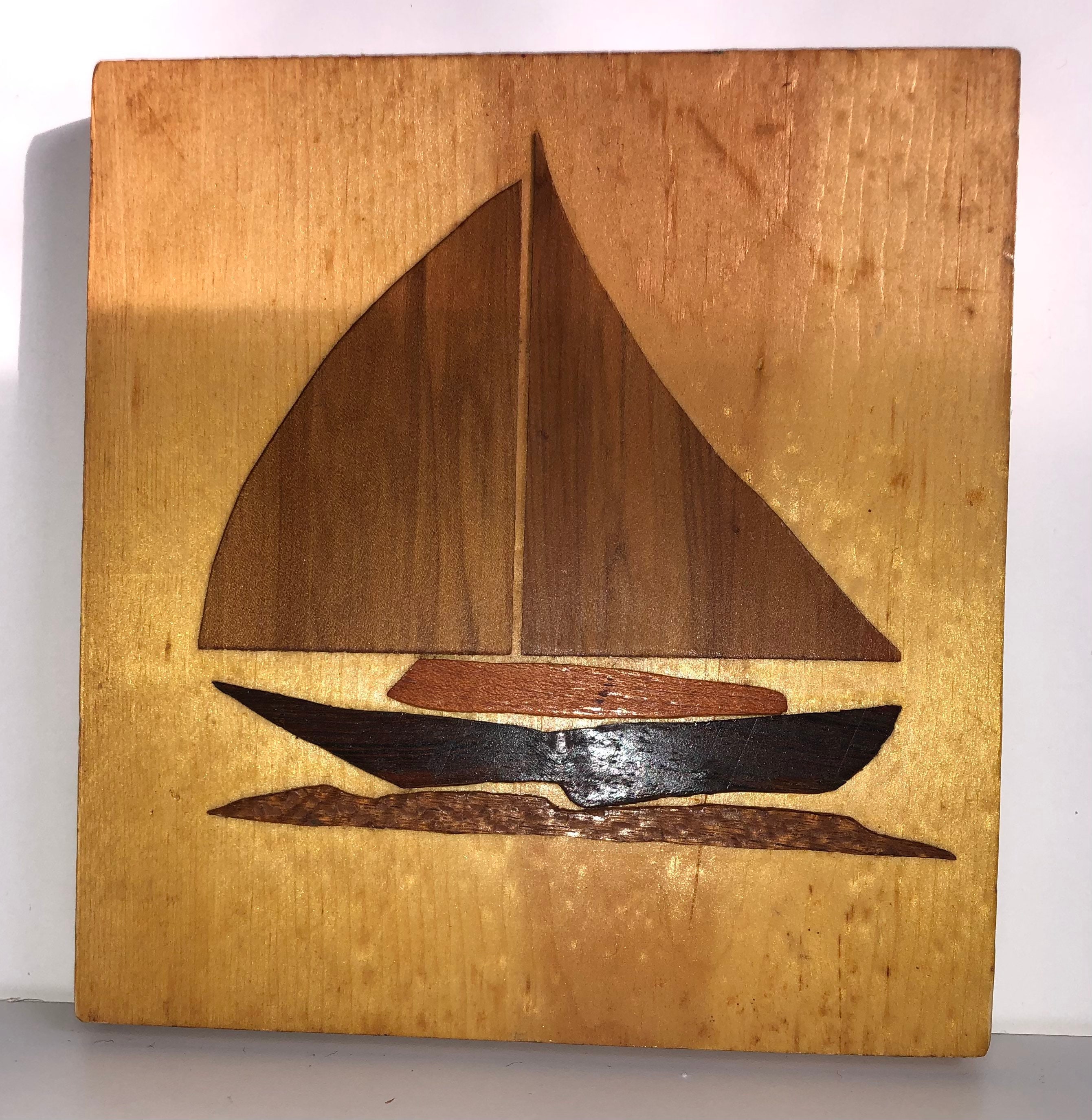 Ship Inlay Wood Inlay Ship Short Supply Wood Crafts New Wall Piece, Ready To