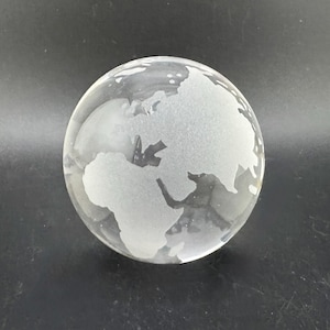 Acid Etched Crystal Globe Paperweight Personalized for Federal Reserve Bank of Boston